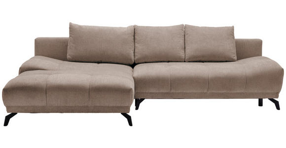 ECKSOFA in Chenille Hellbraun  - Hellbraun/Schwarz, MODERN, Textil/Metall (182/290cm) - Hom`in