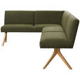 ECKBANK 172/238 cm Webstoff Grün Eiche vollmassiv   - Eichefarben/Grün, KONVENTIONELL, Holz/Textil (172/238cm) - Linea Natura