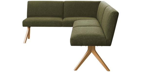 ECKBANK 172/238 cm Webstoff Grün Eiche vollmassiv   - Eichefarben/Grün, KONVENTIONELL, Holz/Textil (172/238cm) - Linea Natura
