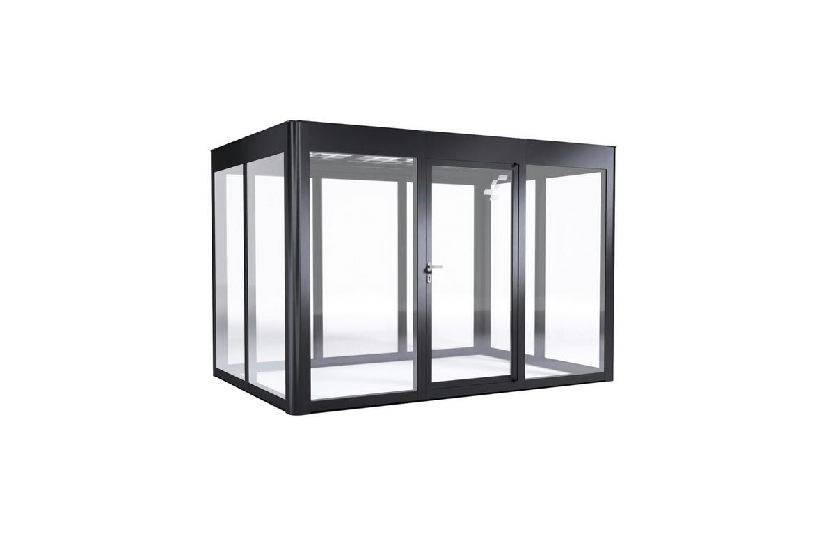 GERÄTEHAUS 338/229/233 cm  - Anthrazit, Basics, Glas/Metall (338/229/233cm)