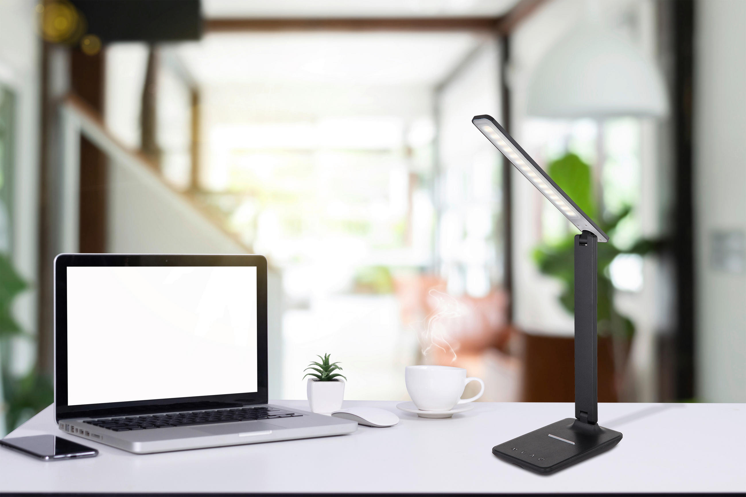 STOLNÍ LED LAMPA, dotykový stmívač, 42/11,5/56,5 cm - černá/opál, Design, plast (42/11,5/56,5cm) - Globo