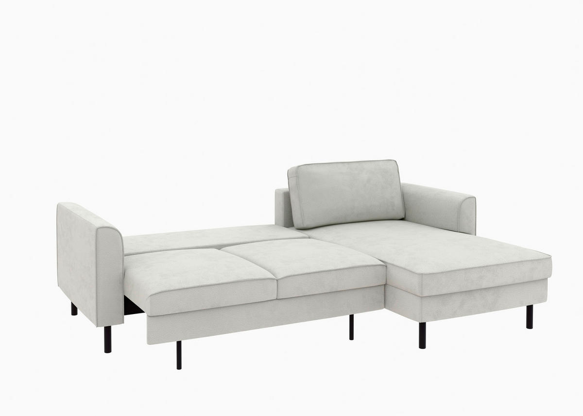 ECKSCHLAFSOFA in Struktur Weiß  - Schwarz/Weiß, MODERN, Textil/Metall (232/161cm) - Trendmanufaktur