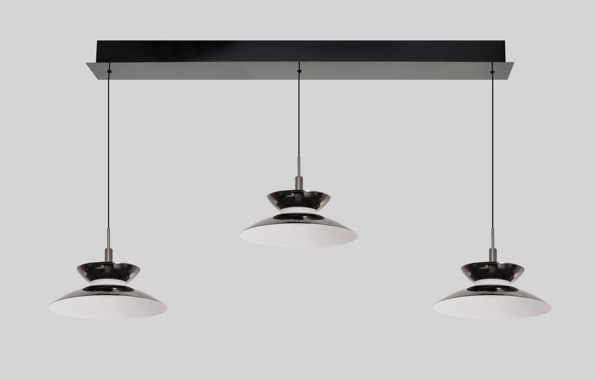 LED-HÄNGELEUCHTE Gubbio 94/150/22 cm  - Schwarzchrom, Design, Metall (94/150/22cm)