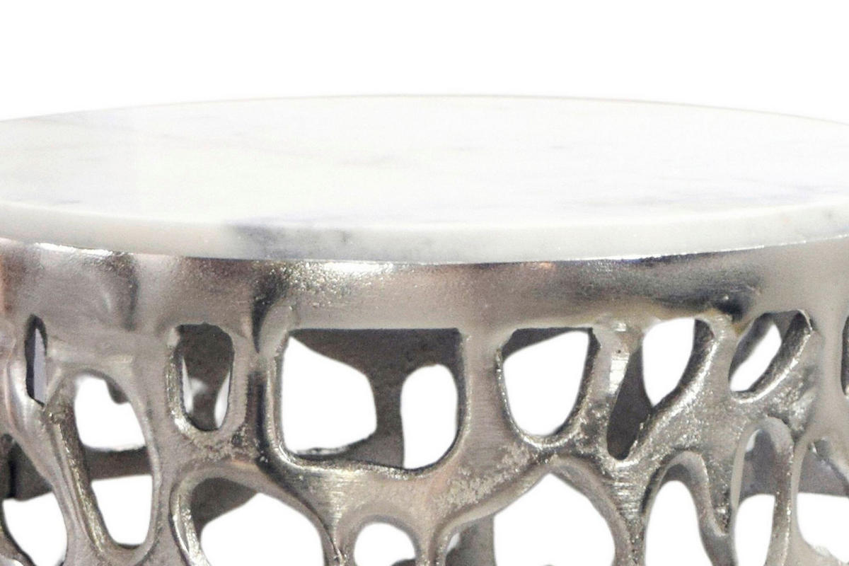 BEISTELLTISCH in Metall  - Silberfarben, Design, Stein/Metall (30/50/30cm) - Livetastic
