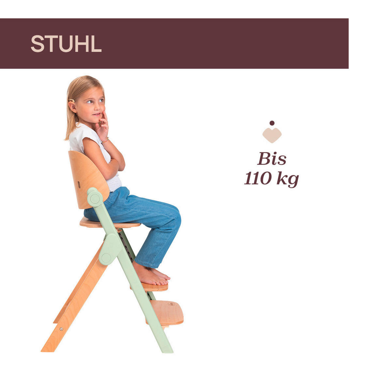 HOCHSTUHL Meraviglia Buchefarben, Olivgrün Olive/Buche  - Buchefarben/Olivgrün, Basics, Holz/Kunststoff (44/63-83/55cm) - Chicco