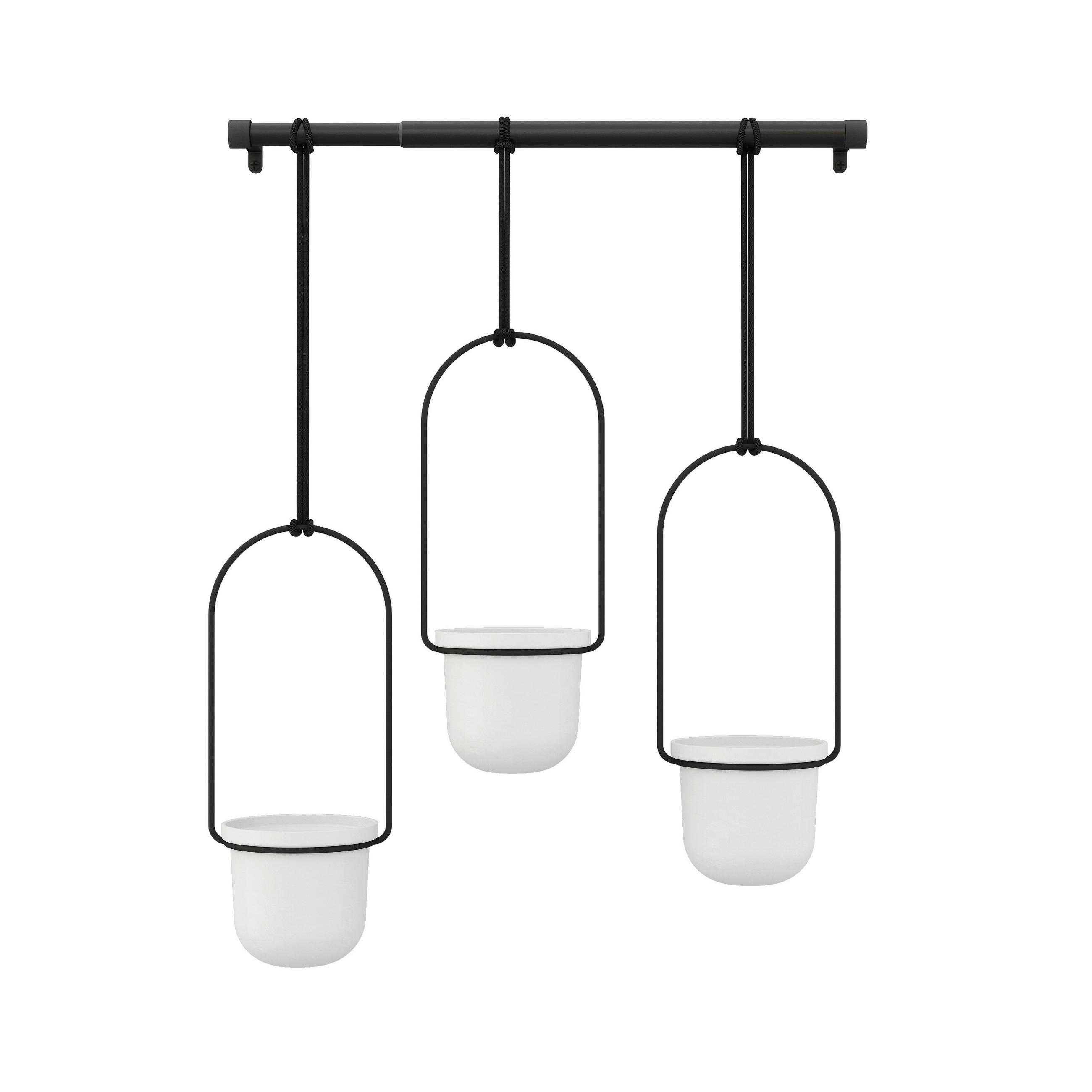 BLUMENTOPF Weiß, Schwarz  - Schwarz/Weiß, Basics, Kunststoff/Metall (107/15/63cm) - Umbra