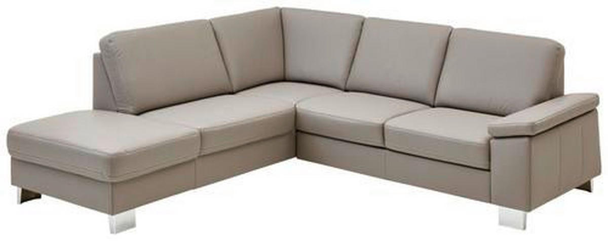 ECKSOFA in Echtleder Hellgrau  235/248 cm  - Beige/Hellgrau, Design, Leder/Metall (235/248cm) - Beldomo Premium