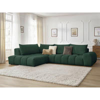 ECKSOFA Ottomane links  EVEREST Grün Struktur  - Schwarz/Grün, MODERN, Kunststoff/Textil (210/352cm) - Livetastic