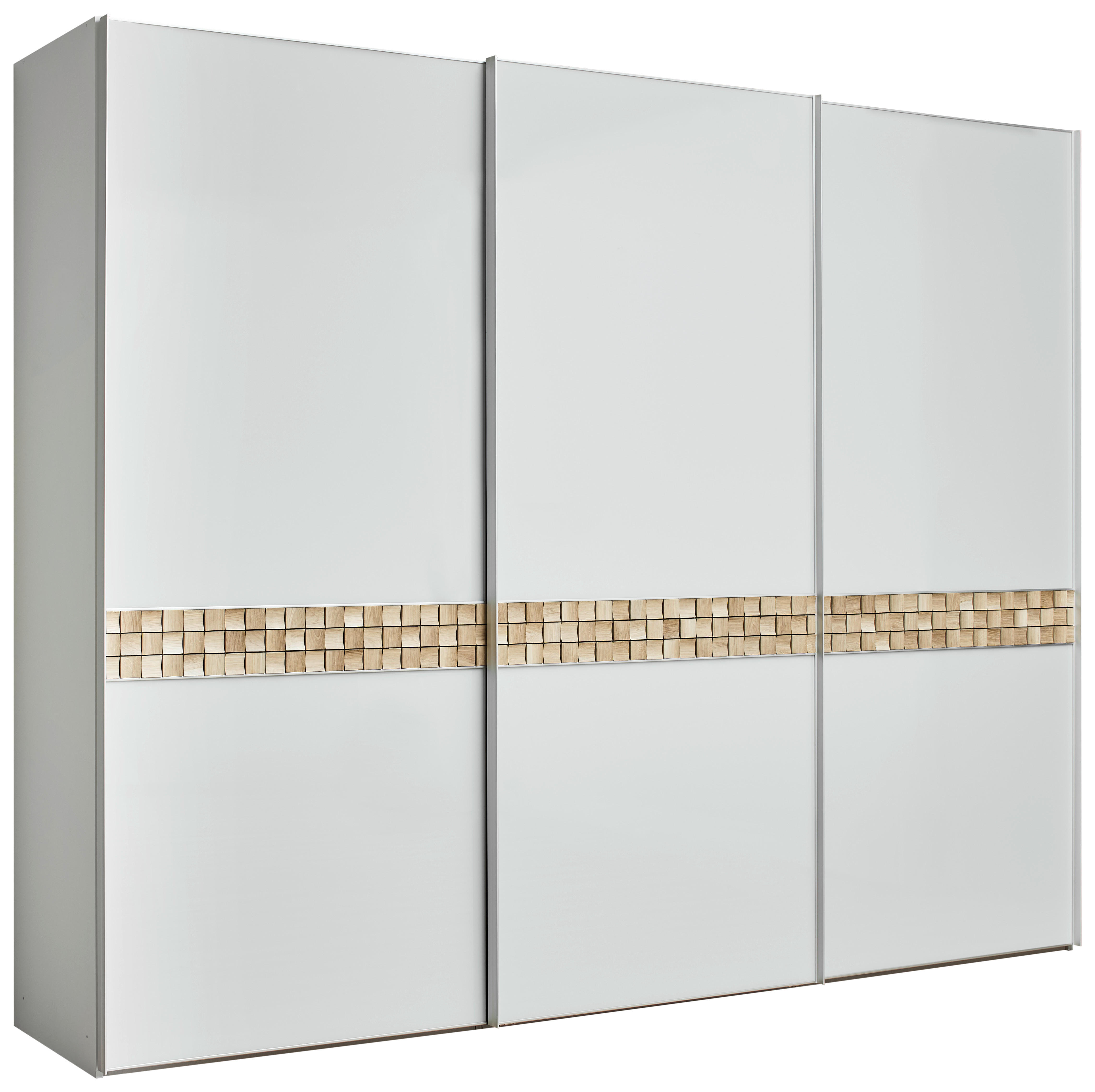 SCHWEBETÜRENSCHRANK  in Grau, Eichefarben  - Eichefarben/Alufarben, Design, Glas/Holz (336/222/68cm) - Dieter Knoll
