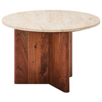 Couchtisch DUBAI Travertin Akazie vollmassiv Naturfarben  - Naturfarben, Design, Holz/Stein (60/60/40cm) - Livetastic