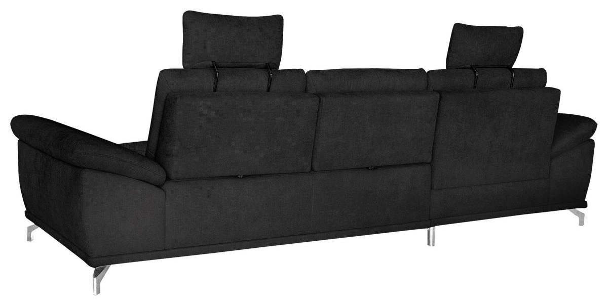 ECKSOFA  in Flachgewebe Schwarz  - Silberfarben/Schwarz, KONVENTIONELL, Textil/Metall (176/301cm) - Sit & More