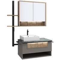 BADEZIMMER 3-teilig  in 128,5 cm  - Wildeiche/Schwarz, LIFESTYLE, Glas/Holz (128,5cm) - Voglauer