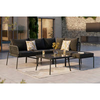 LOUNGEGARNITUR 6-teilig   Eisen  - Dunkelgrau, MODERN, Glas/Textil (198l) - Ambia Garden