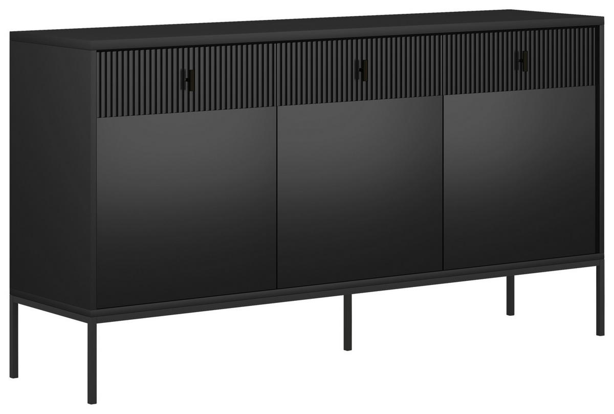 SIDEBOARD Maggiore  in 154,5/82,6/39 cm  - Schwarz, Design, Holzwerkstoff/Metall (154,5/82,6/39cm) - Xora