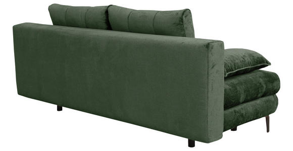 SCHLAFSOFA  mit Liegefunktion, Schlafen auf Sitzhöhe, Rücken echt Chenille Dunkelgrün  - Dunkelgrün/Schwarz, KONVENTIONELL, Textil/Metall (203/94/96cm) - Carryhome