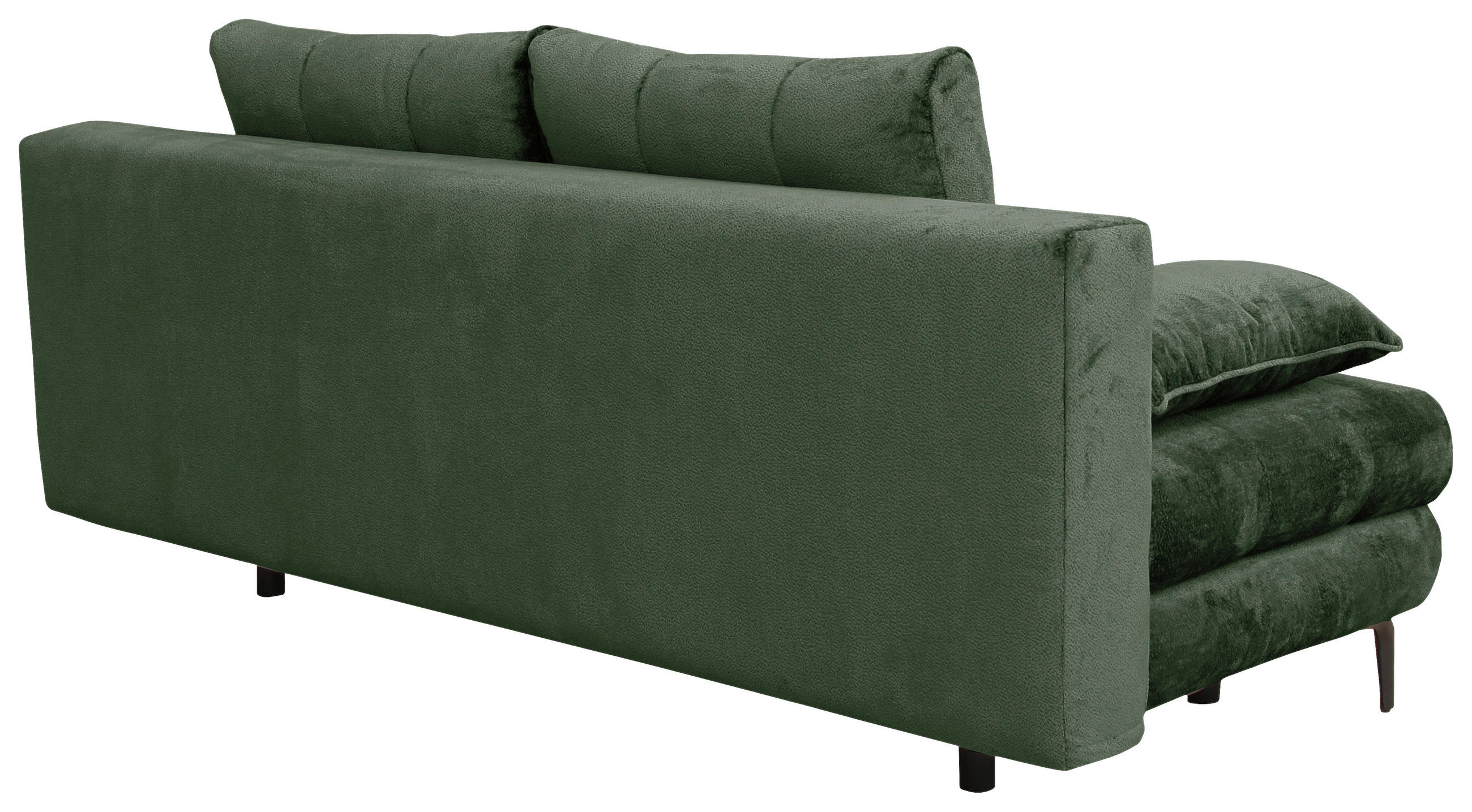 SCHLAFSOFA  mit Liegefunktion, Schlafen auf Sitzhöhe, Rücken echt Chenille Dunkelgrün  - Dunkelgrün/Schwarz, KONVENTIONELL, Textil/Metall (203/94/96cm) - Carryhome