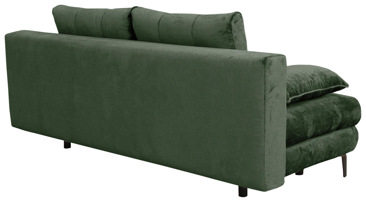 SCHLAFSOFA Chenille Dunkelgrün  - Dunkelgrün/Schwarz, KONVENTIONELL, Textil/Metall (203/94/96cm) - Carryhome