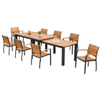 GARTENGARNITUR 9-teilig  - Graphitfarben/Naturfarben, MODERN, Holz/Metall - Gardenson
