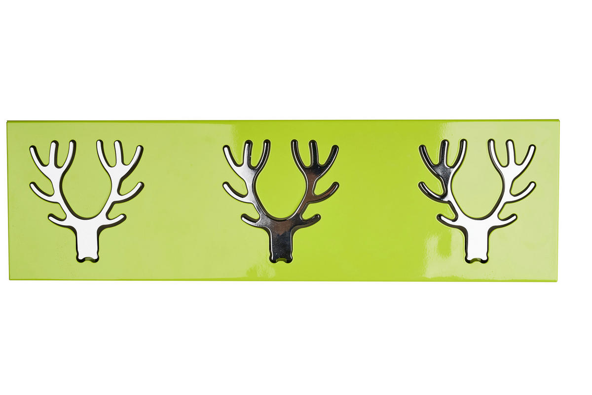 HAKENLEISTE  in Chromfarben, Hellgrün  - Chromfarben/Hellgrün, Basics, Metall (60,5/17,7/2,8cm)