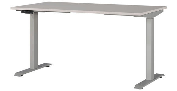 SCHREIBTISCH höhenverstellbar  - Kaschmir/Silberfarben, MODERN, Holzwerkstoff/Metall (140/80/72-118cm) - Novel