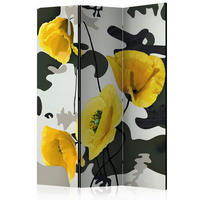 SKÄRMVÄGG  i trä, textil  gul, grå  - grå/gul, Basics, trä/textil (135/172/3cm) - artgeist