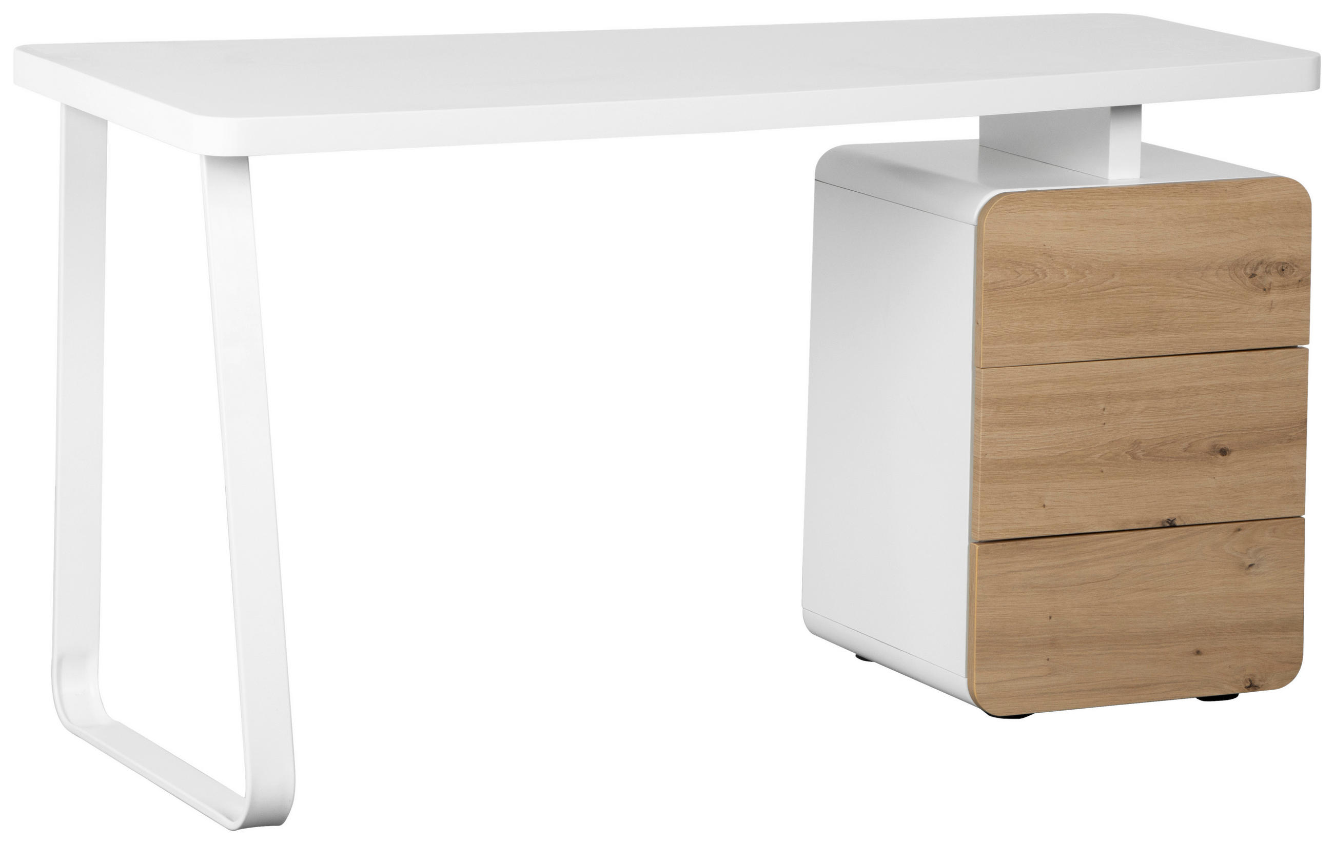 SCHREIBTISCH  in Weiß, Eichefarben  - Eichefarben/Weiß, LIFESTYLE, Holzwerkstoff/Metall (140/75/60cm) - MID.YOU