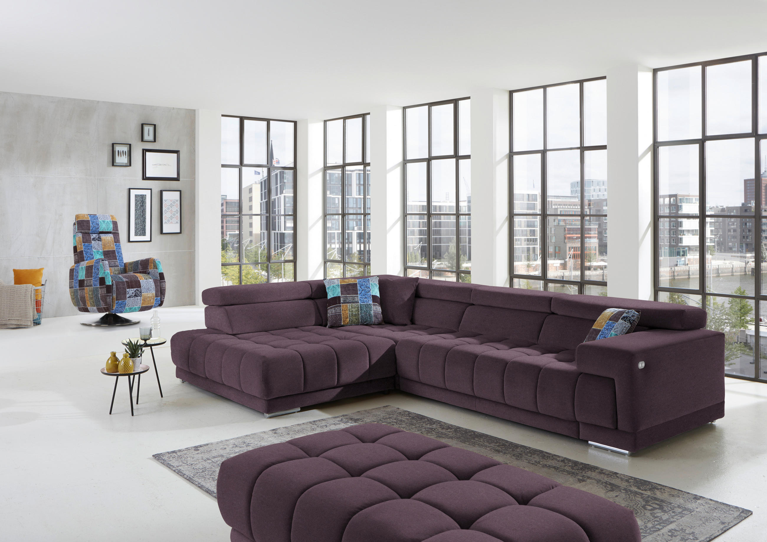 ECKSOFA  in Mikrofaser Lila, Flieder  222/326 cm  - Chromfarben/Lila, Design, Textil/Metall (222/326cm) - Beldomo Speed