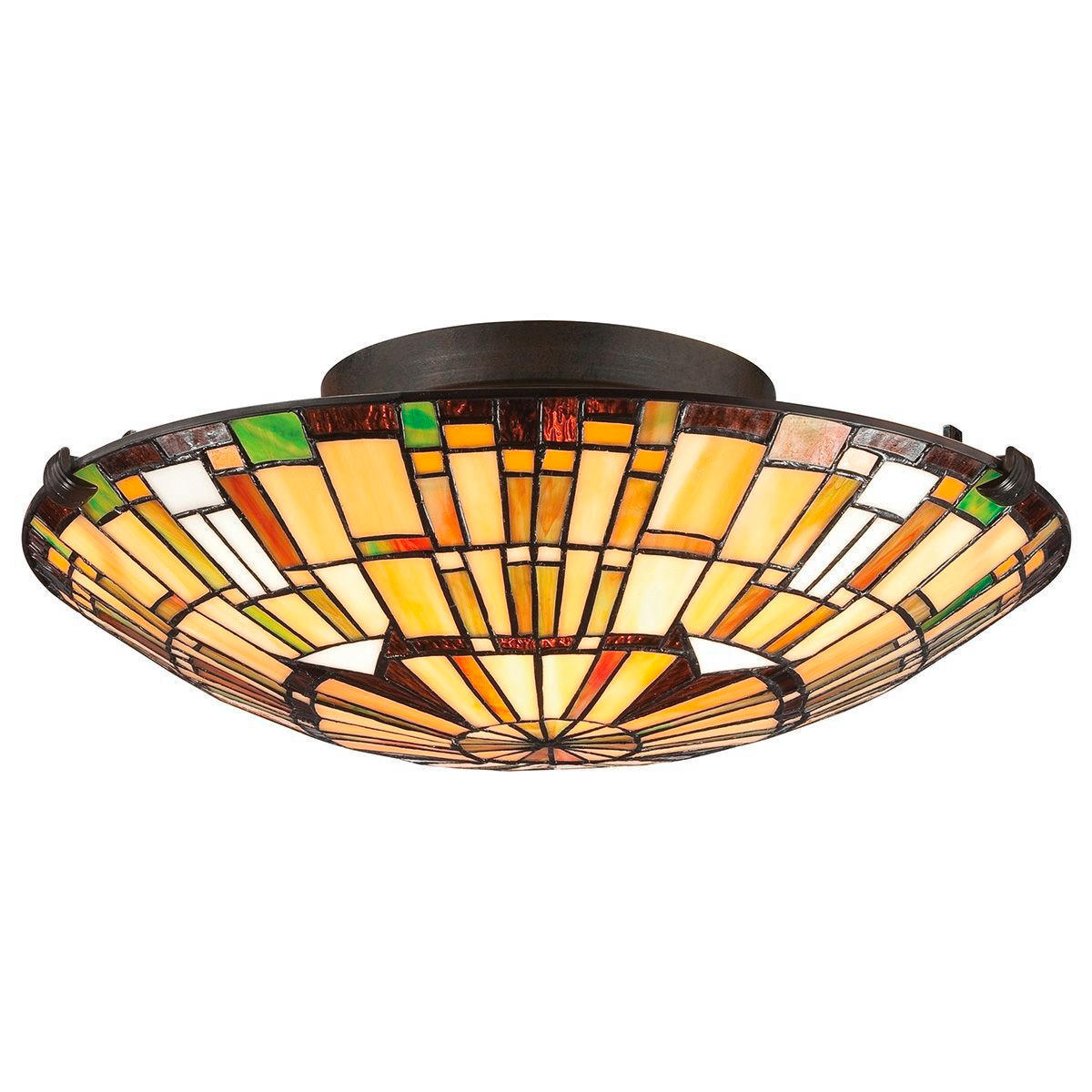 DECKENLEUCHTE  14,6/42,0 cm    - Dunkelbraun/Multicolor, Konventionell, Glas/Metall (14,6/42,0cm) - Elstead Lighting