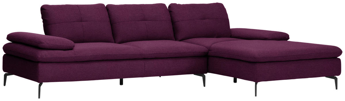 ECKSOFA in Webstoff Violett  - Violett/Schwarz, Design, Textil/Metall (301/179cm) - Chilliano