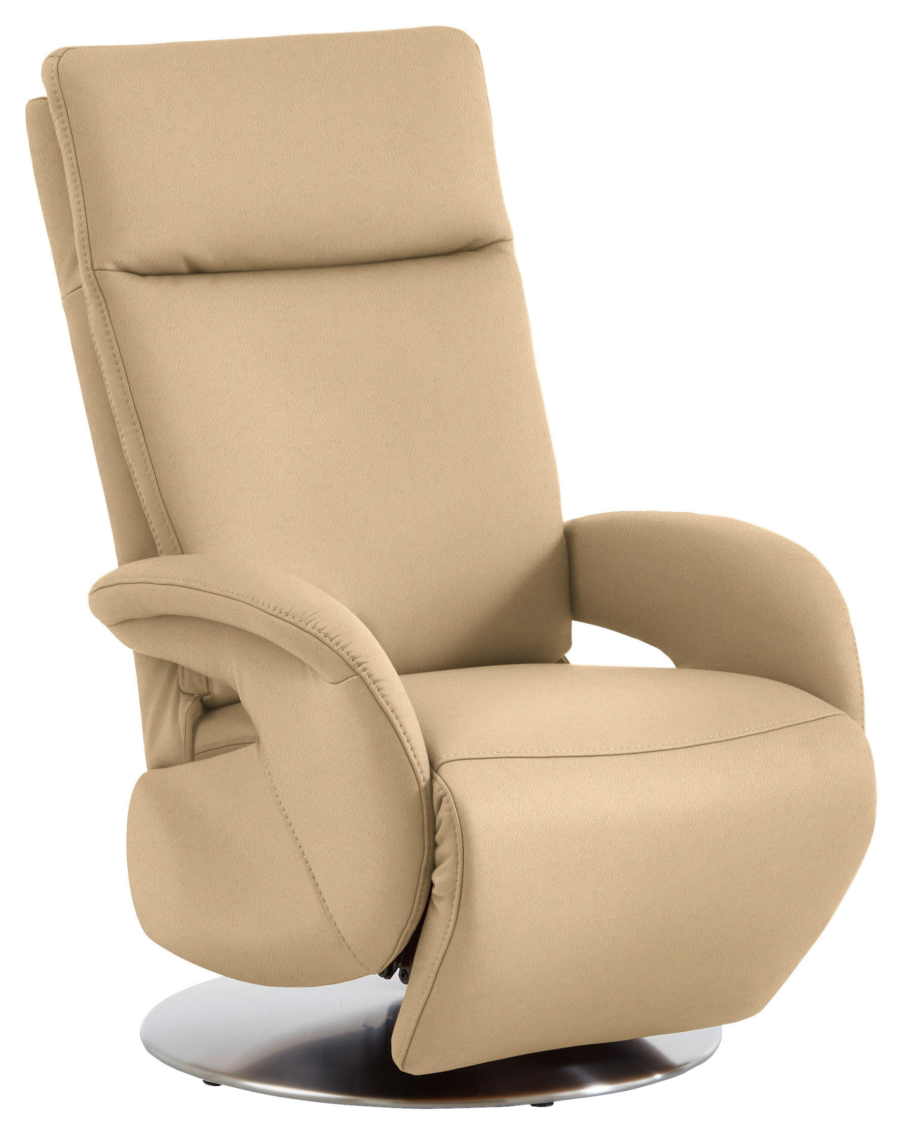 RELAXSESSEL in Leder Beige  - Edelstahlfarben/Beige, Design, Leder/Metall (70/108/80cm) - Cantus