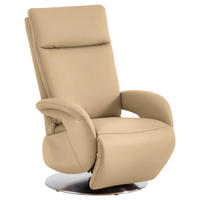 RELAXSESSEL Leder Beige  - Edelstahlfarben/Beige, Design, Leder/Metall (70/108/80cm) - Cantus