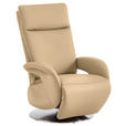 RELAXSESSEL in Leder Beige  - Edelstahlfarben/Beige, Design, Leder/Metall (70/108/80cm) - Cantus