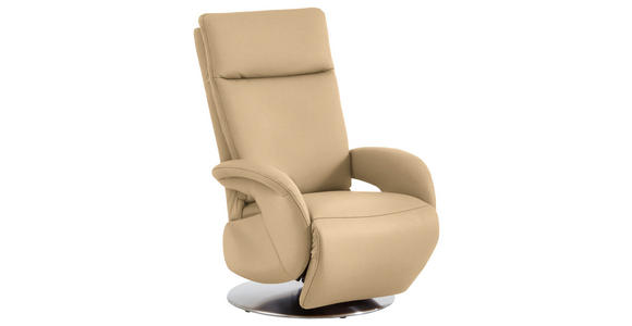 RELAXSESSEL in Leder Beige - Edelstahlfarben/Beige, Design, Leder/Metall (70/108/80cm) - Cantus