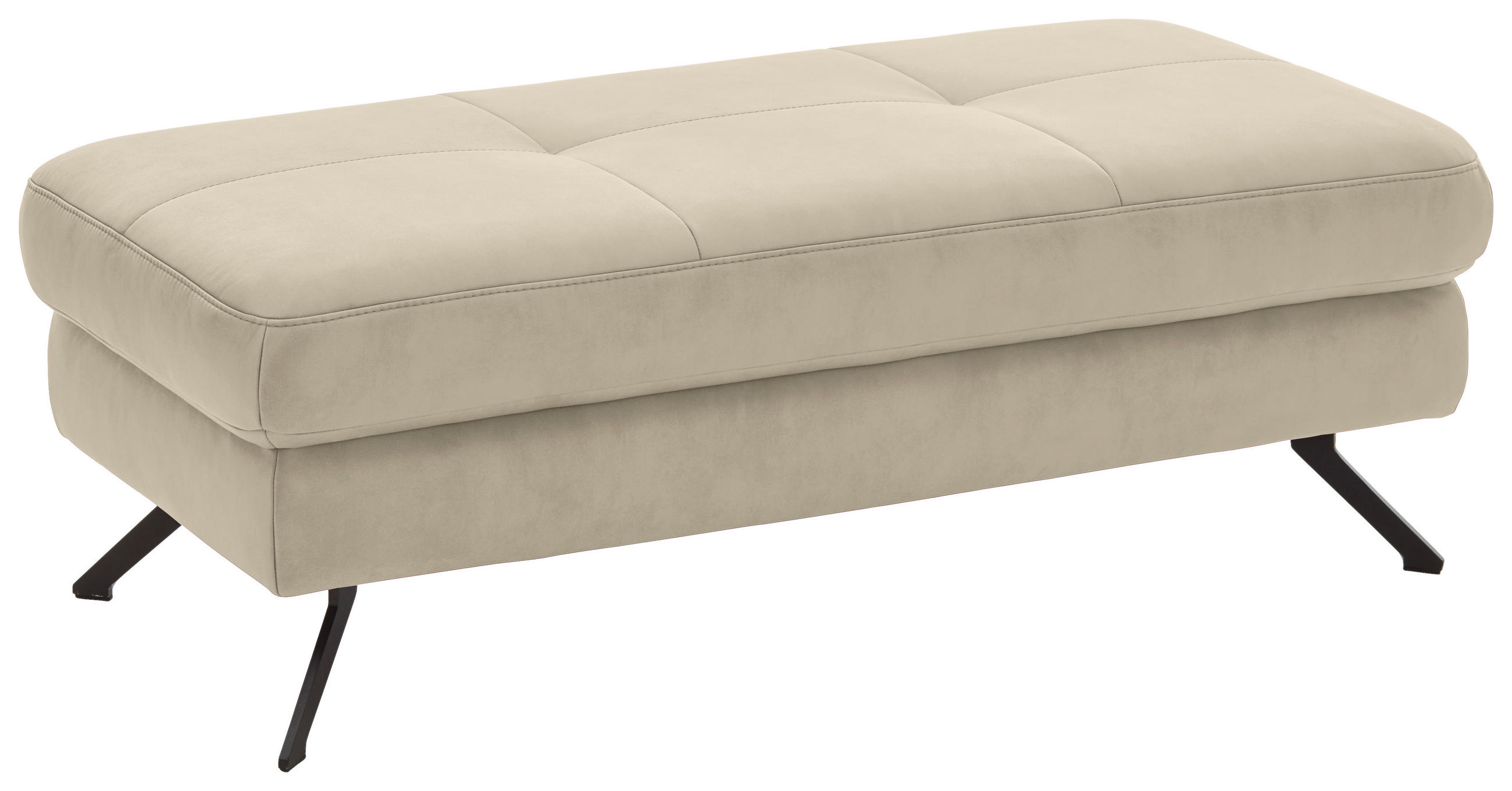 HOCKER in Textil Beige  - Beige/Schwarz, Design, Textil/Metall (130/47/65cm) - Beldomo System