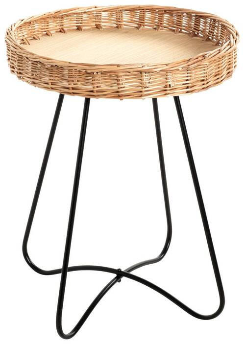 BEISTELLTISCH 43/43/52 cm Weide Naturfarben, Schwarz rund  - Schwarz/Naturfarben, Basics, Holz/Holzwerkstoff (43/43/52cm)