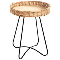 BEISTELLTISCH 43/43/52 cm Weide Naturfarben, Schwarz rund  - Schwarz/Naturfarben, Basics, Holz/Holzwerkstoff (43/43/52cm)