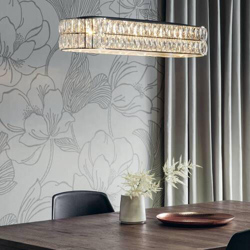 KRISTALL-HÄNGELEUCHTE 23/136 cm   - Klar/Chromfarben, KONVENTIONELL, Glas (23/136cm) - ENDON