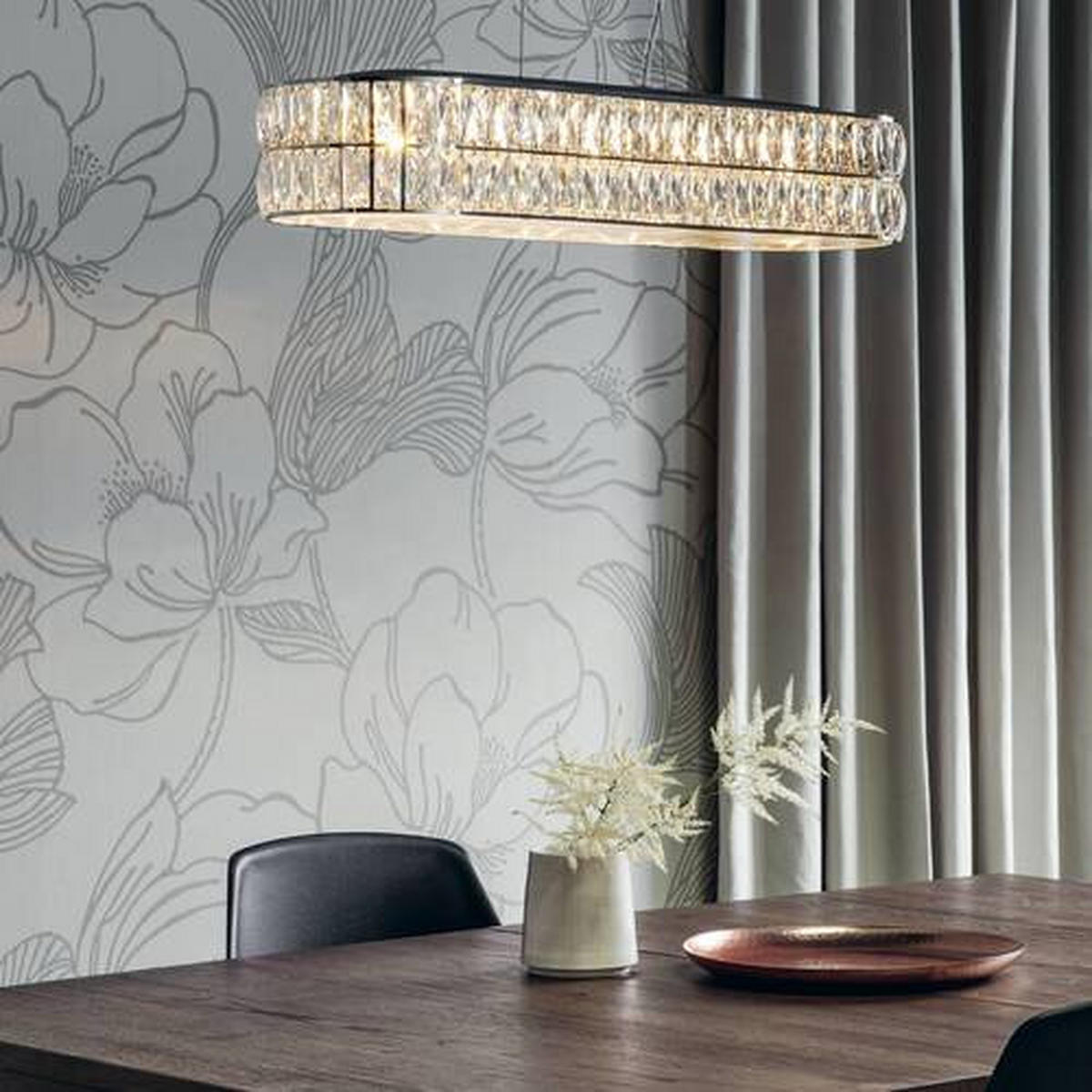KRISTALL-HÄNGELEUCHTE 23/136 cm   - Klar/Chromfarben, KONVENTIONELL, Glas (23/136cm) - ENDON