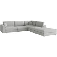 ECKSOFA  ANDRETTA Silberfarben Flachgewebe  - Edelstahlfarben/Silberfarben, Design, Textil/Metall (332/329cm) - Livetastic