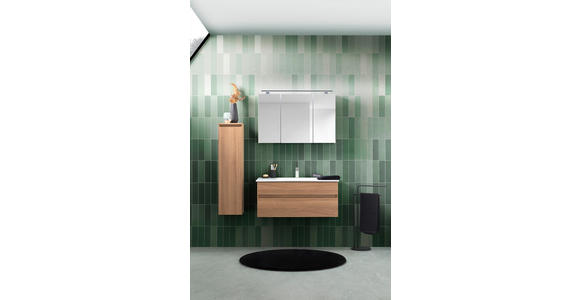 BADEZIMMER 102 cm  - Eichefarben/Weiß, Design, Glas/Keramik (102cm) - Novel