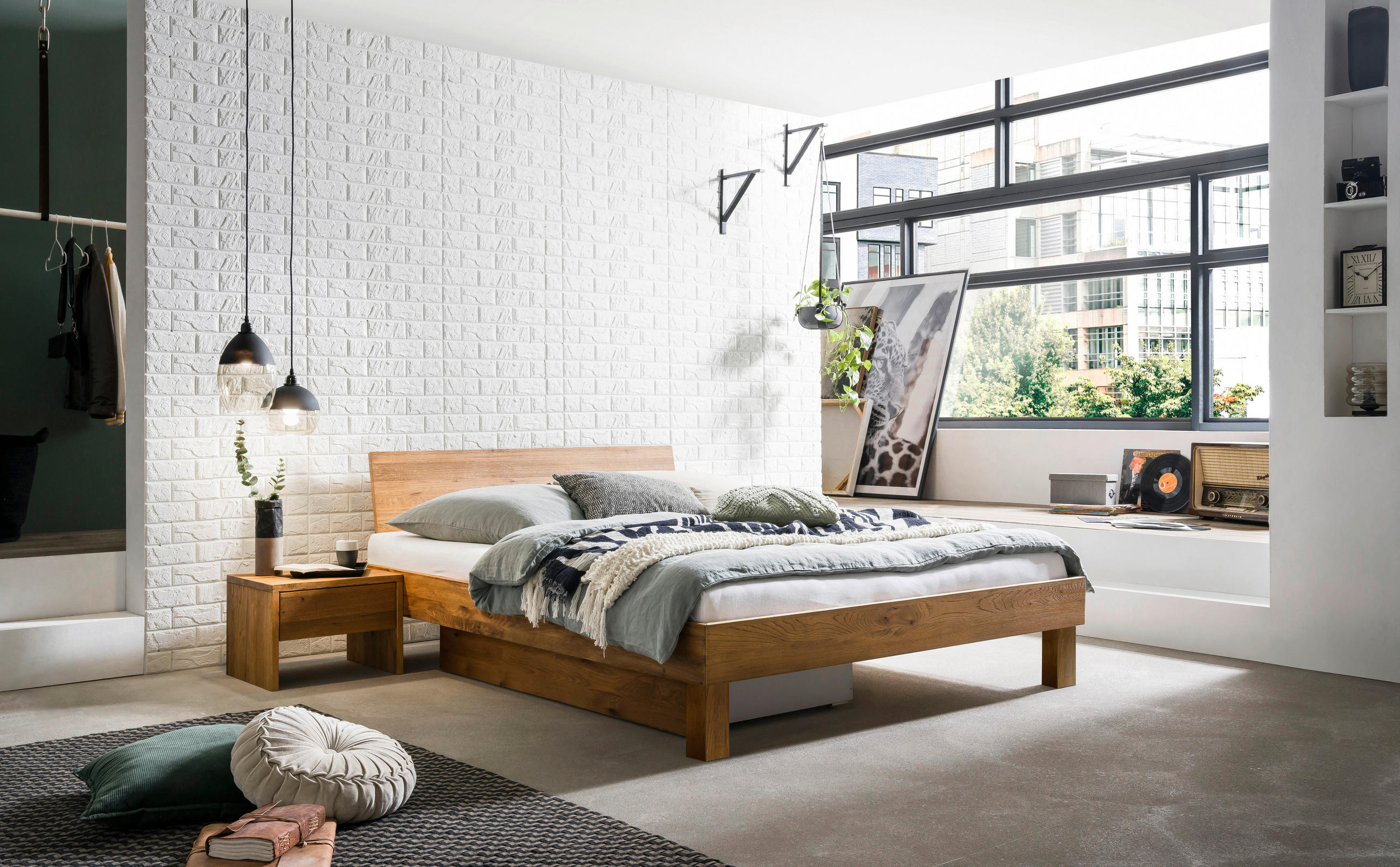 BETT 200/200 cm  in Wildeiche   - Wildeiche/Eichefarben, Natur, Holz (200/200cm) - Hasena