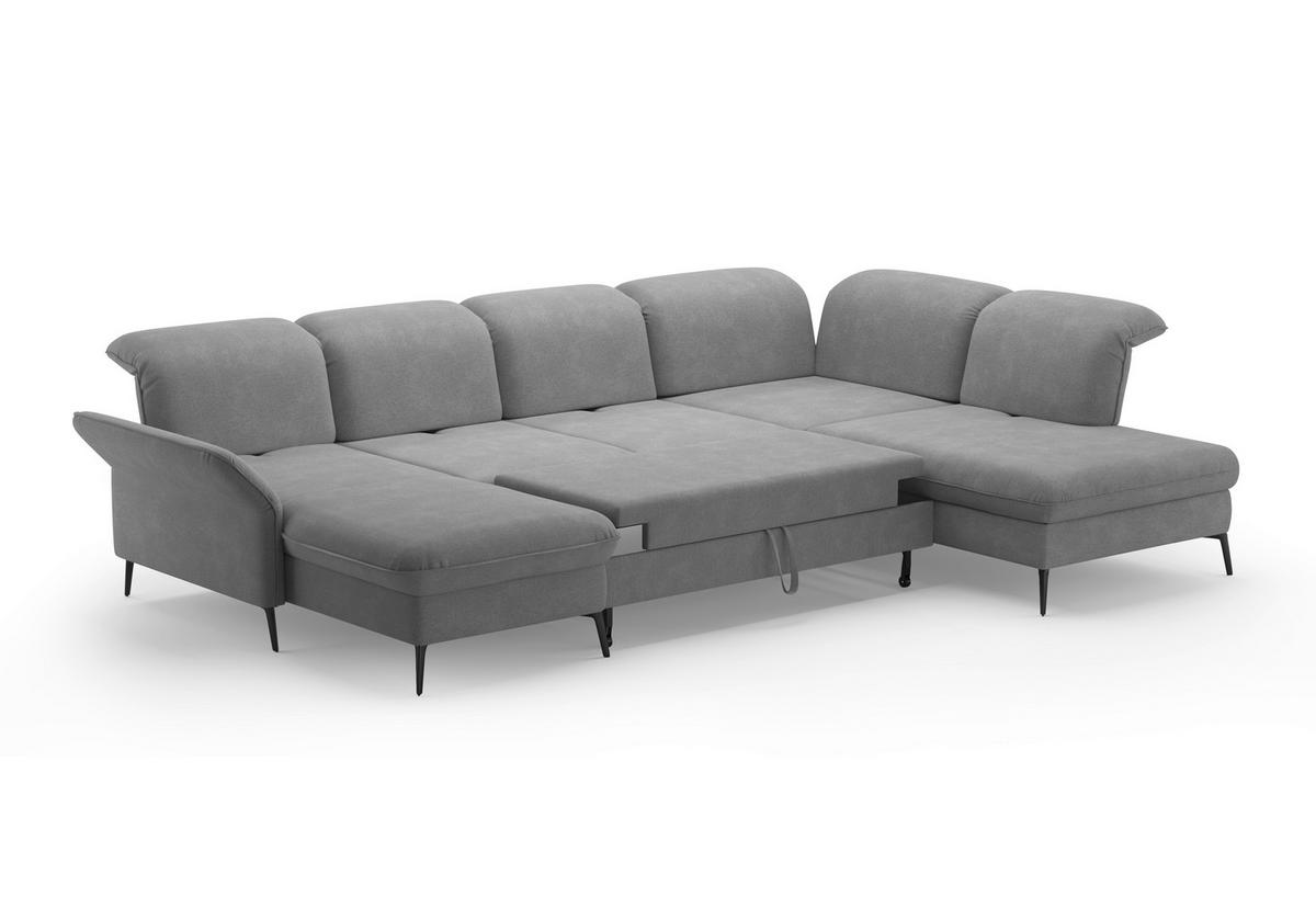 WOHNLANDSCHAFT in Flachgewebe Grau  - Schwarz/Grau, Konventionell, Textil/Metall (198/359/231cm) - Sit & More