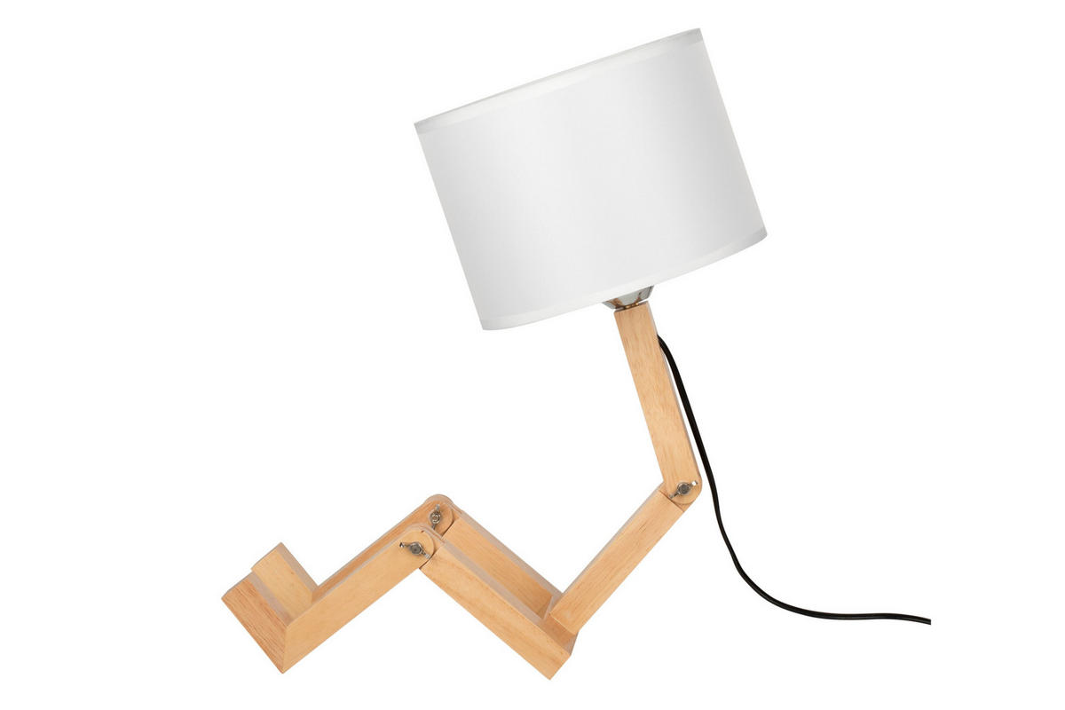 STOLNÁ LAMPA, E27, 42/22/47 cm - farba duba/béžová, Lifestyle, drevo/textil (42/22/47cm) - Marama