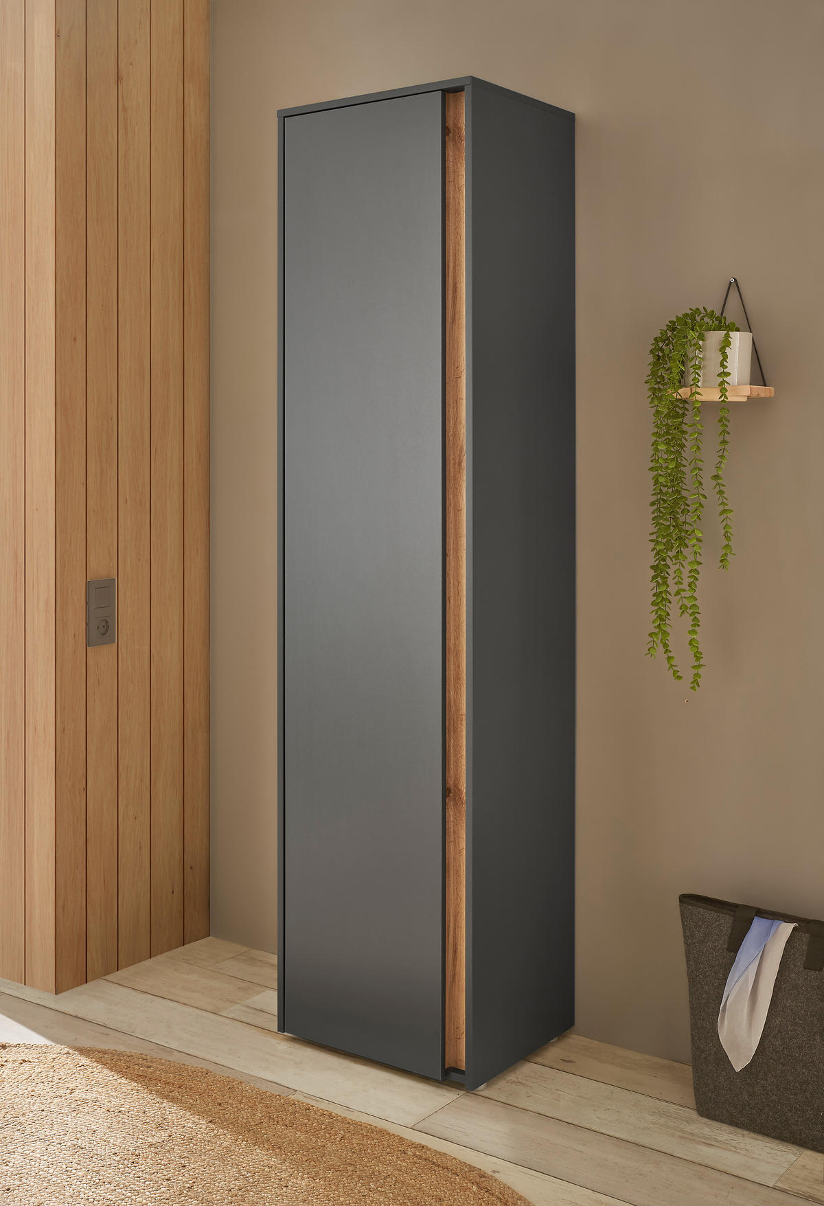 GARDEROBENSCHRANK  in 50/200/40 cm  - Anthrazit/Eiche Wotan, Design, Holzwerkstoff/Kunststoff (50/200/40cm) - Modante