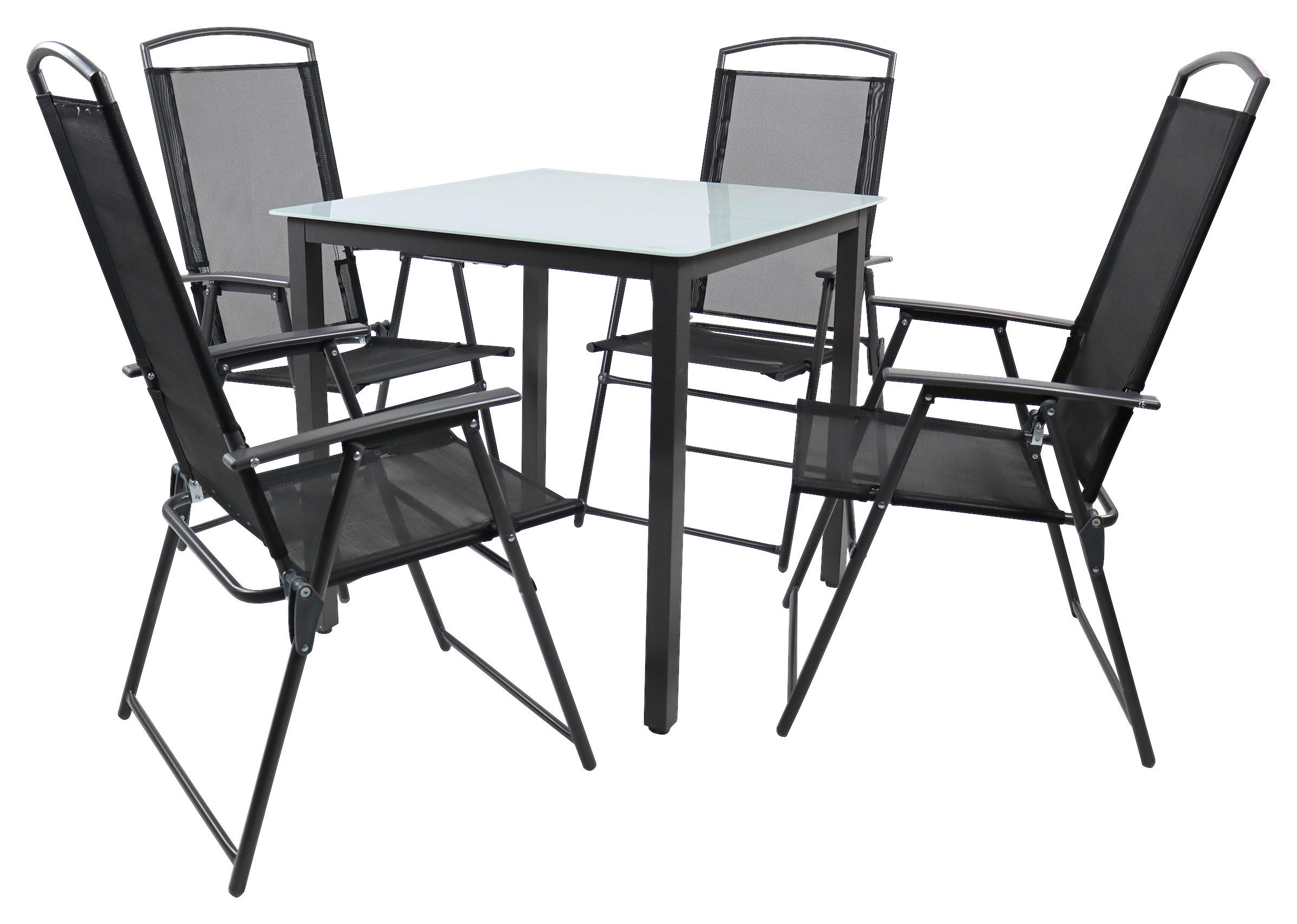 GARTENTISCHGRUPPE  - Anthrazit, Basics, Glas/Textil - Gardenson