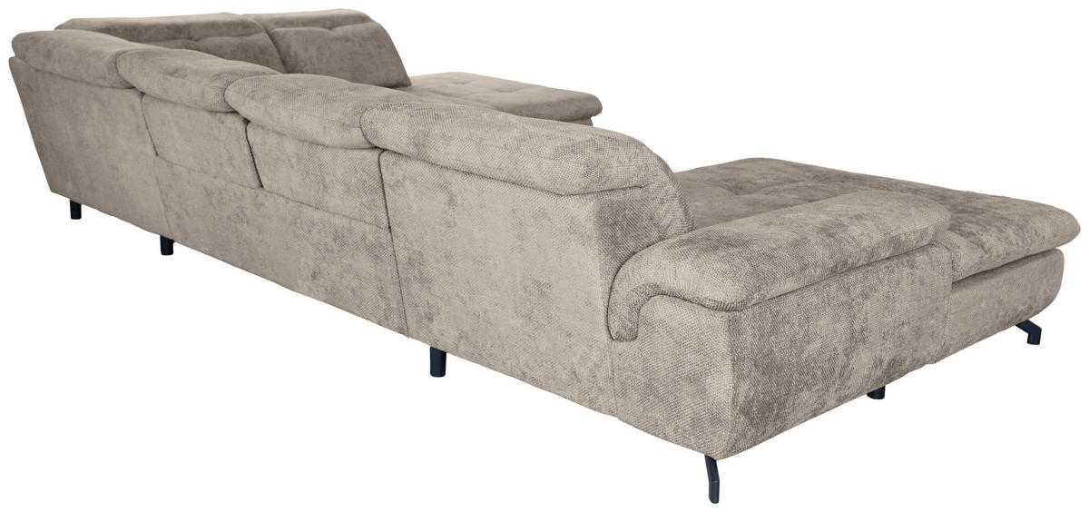 WOHNLANDSCHAFT Beige Struktur  - Beige/Schwarz, KONVENTIONELL, Textil/Metall (188/357/253cm) - Carryhome