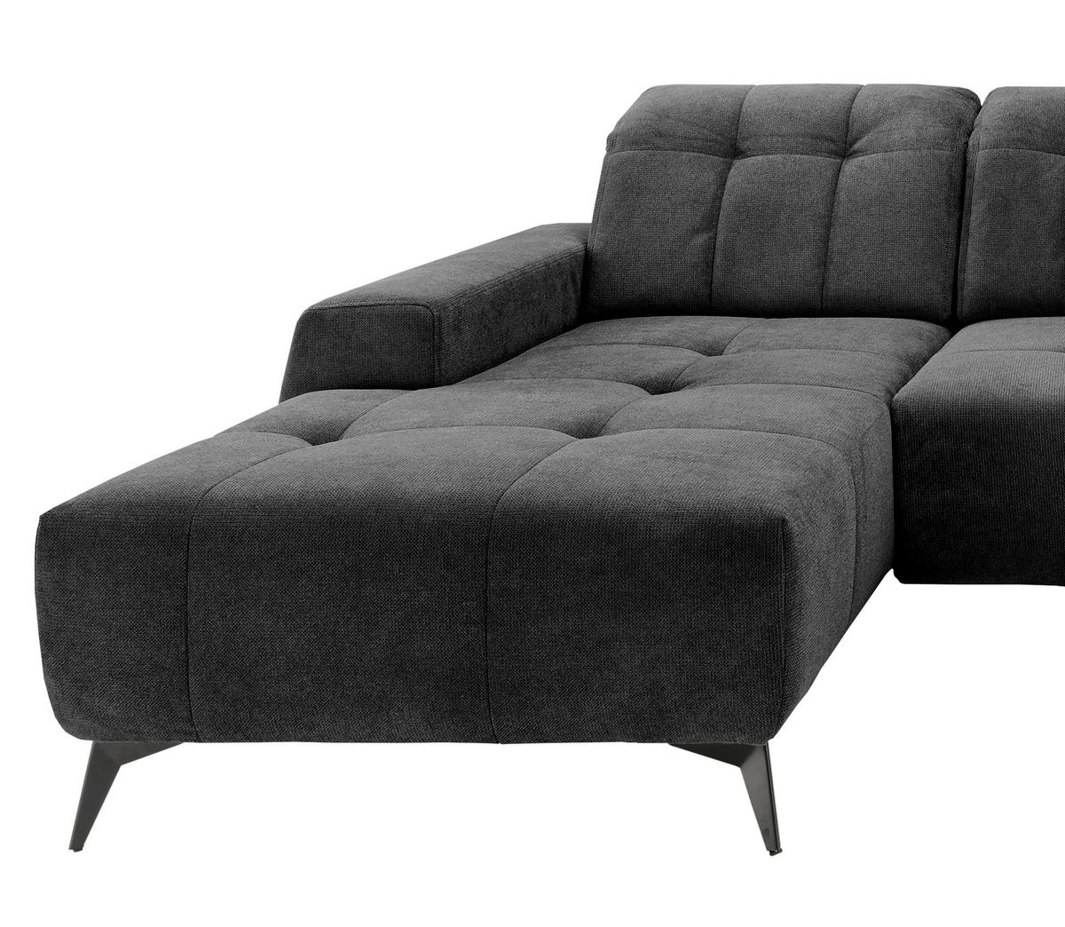 WOHNLANDSCHAFT SANO Anthrazit Chenille  - Anthrazit/Schwarz, MODERN, Textil/Metall (180/337/200cm) - Livetastic