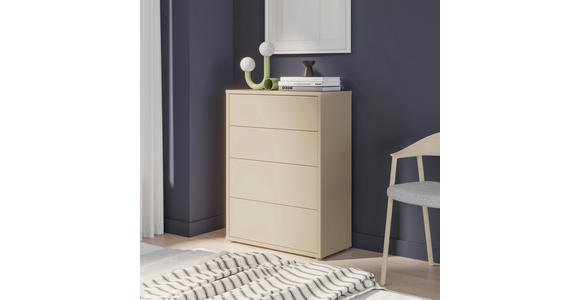 KOMMODE , 75/99/35 cm, 4 Schublade(n)  - Silberfarben/Hellgelb, Trend, Holzwerkstoff/Kunststoff (75/99/35cm) - Carryhome