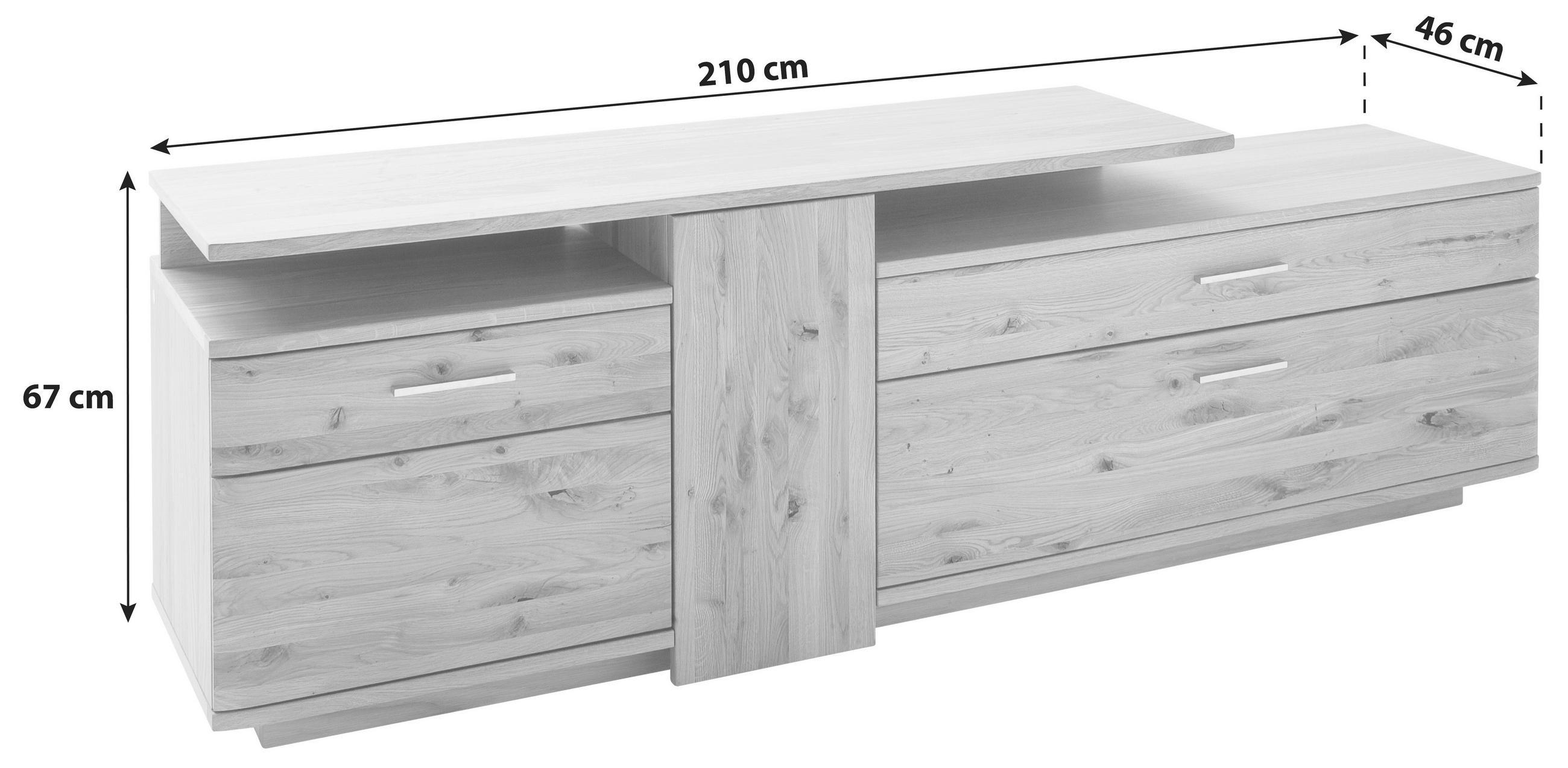 LOWBOARD  in 210/67/46 cm  - Eichefarben/Nickelfarben, Design, Holz/Holzwerkstoff (210/67/46cm) - Livetastic