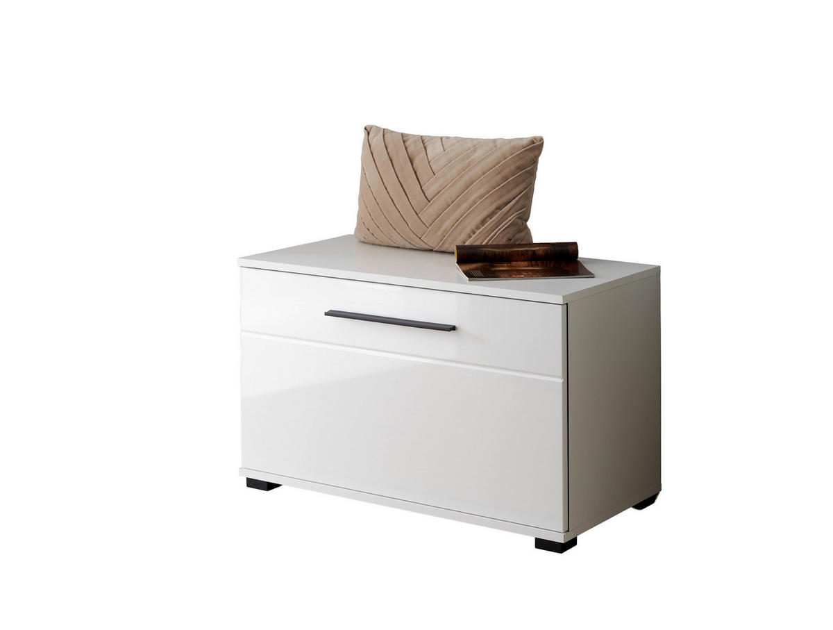 GARDEROBENBANK  in 80/50/42 cm  - Weiß Hochglanz/Schwarz, MODERN, Holzwerkstoff/Kunststoff (80/50/42cm) - MID.YOU